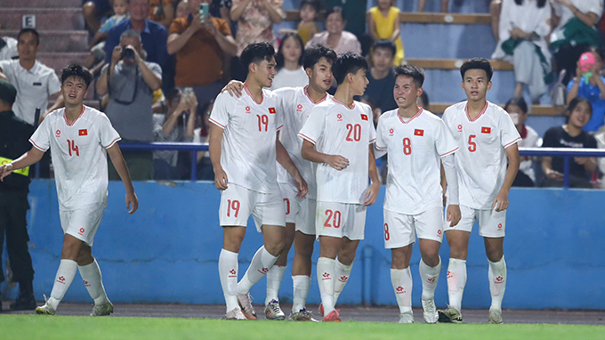 U17 Việt Nam hoàn thành mục tiêu 3 điểm trước U17 Myanmar. Ảnh: Đức Cường 