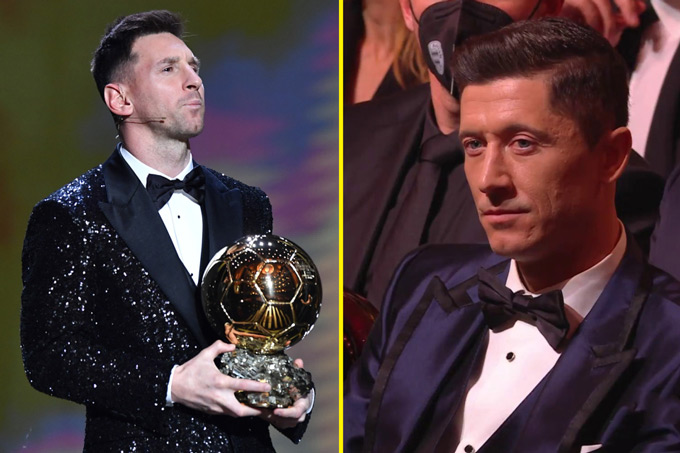 Lewandowski cay đắng nhìn Messi nhận giải năm 2021