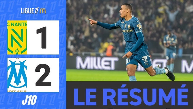 Greenwood ghi bàn ấn định tỷ số 2-1 cho Marseille trước Nantes