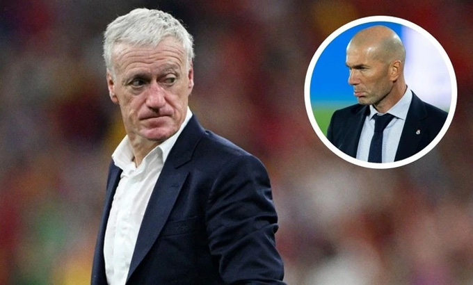 Đang có nhiều tin đồn về việc Zidane (ảnh nhỏ) muốn thay thế Deschamps dẫn dắt ĐT Pháp