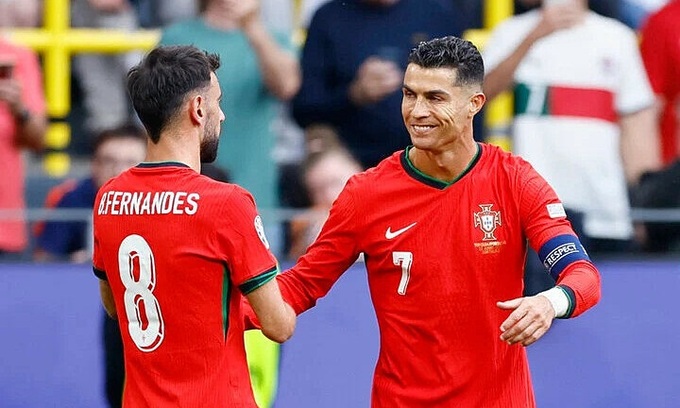 Bruno Fernandes mê xem Cristiano Ronaldo khiêu vũ