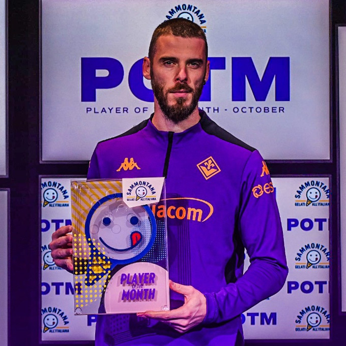 De Gea nhận giải Cầu thủ xuất sắc nhất tháng 10 của Fiorentina