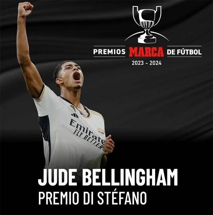 Bellingham được vinh danh giải thưởng Di Stefano