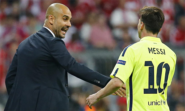 HLV Guardiola từng là thầy cũ của Messi ở Barca