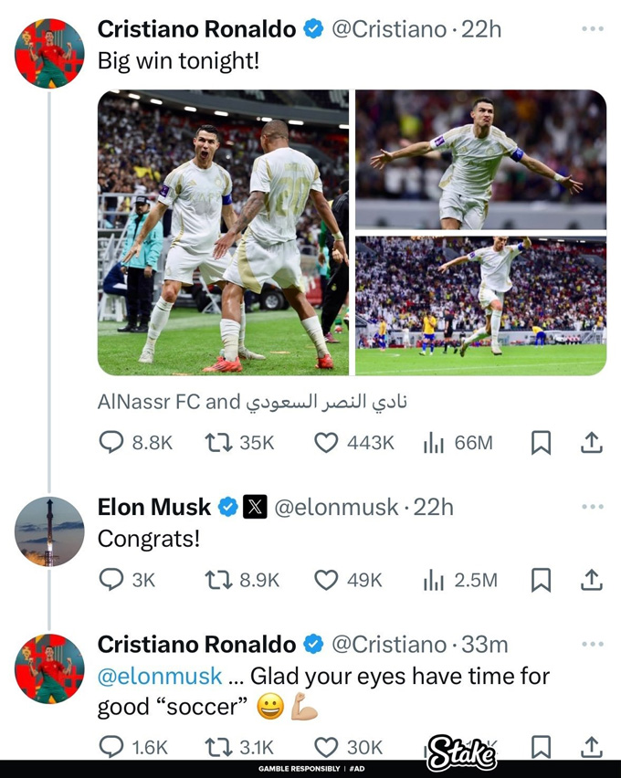 Phản hồi của Ronaldo với Elon Musk