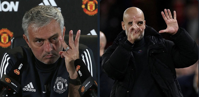 Hành động đếm cúp của Pep khơi lại mâu thuẫn với Mourinho