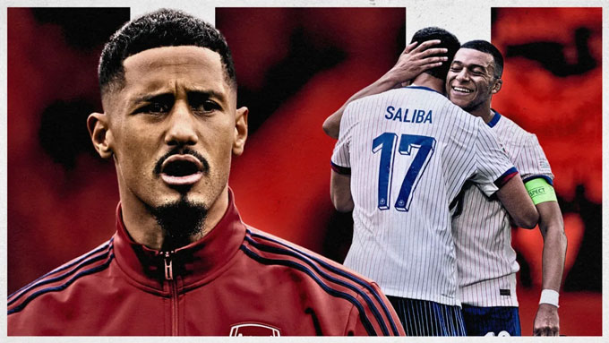 Saliba kém Mbappe đúng 5 điểm