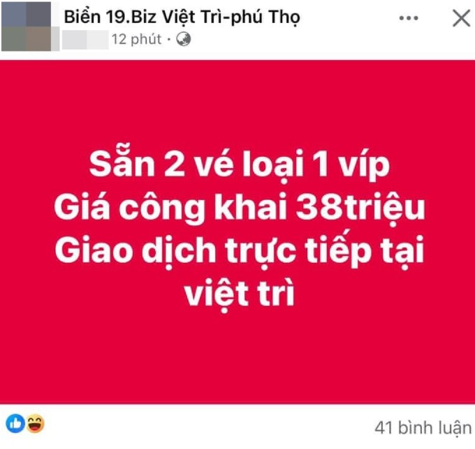 Một cặp vé VIP xem trận chung kết của ĐT Việt Nam đang được rao bán với giá 38 triệu đồng