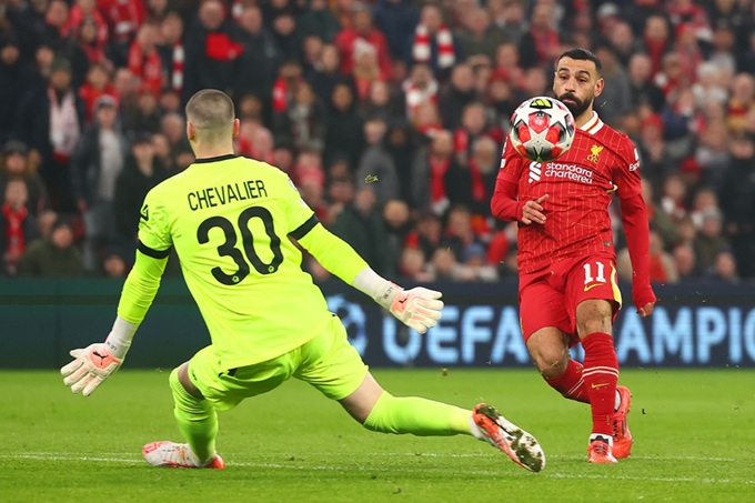 Salah ghi bàn vào lưới Lille để cán mốc 50 bàn thắng ở Champions League