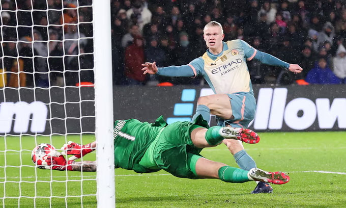 Haaland đệm bóng nâng tỷ số lên 2-0 cho Man City