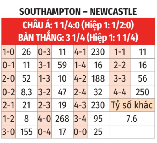 Southampton vs Newcastle 