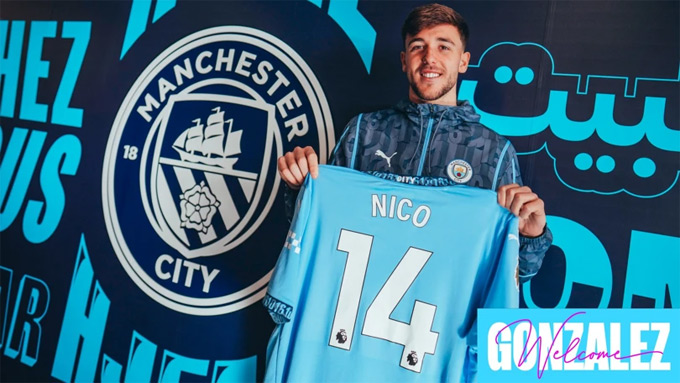 Nico Gonzalez tiếp quản áo số 14 tại Man City