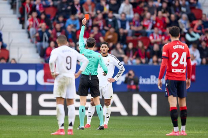 Bellingham nhận thẻ đỏ ở trận Osasuna vs Real Madrid