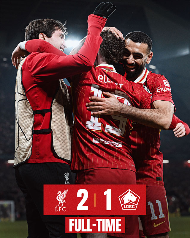 Liverpool của HLV Slot từng thắng Lille 2-1 ở Champions League mùa này