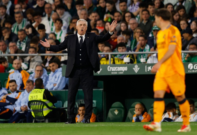 Ancelotti thất vọng về sự lười biếng của các cầu thủ Real Madrid ở trận thua Betis