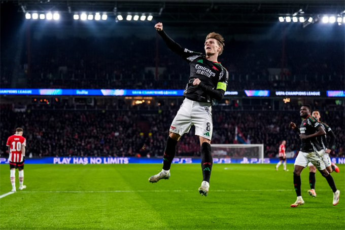 Đội trưởng Odegaard có trận cầu tỏa sáng rực rỡ