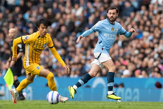 Bernardo Silva đã không thể chơi trọn trận Man City để Brighton cầm hòa 2-2