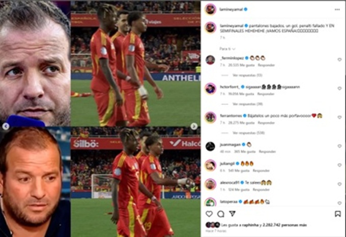 Yamal đăng lên Instagram tấm hình ăn mừng theo phong cách quần tụt nhằm trả đũa Van der Vaart