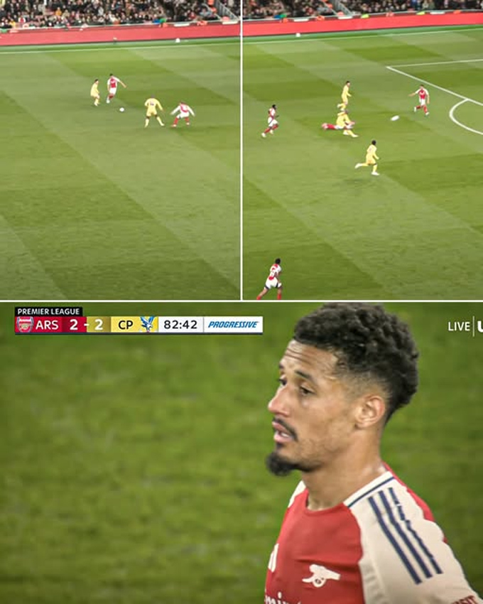 Saliba mắc lỗi dẫn tới bàn gỡ hòa 2-2 của Palace