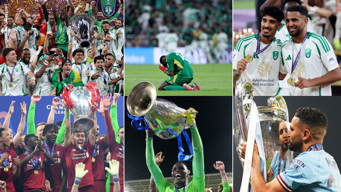3 ngôi sao vô địch cả Champions League châu Âu và châu Á (trái sang) Firmino, Mendy và Mahrez