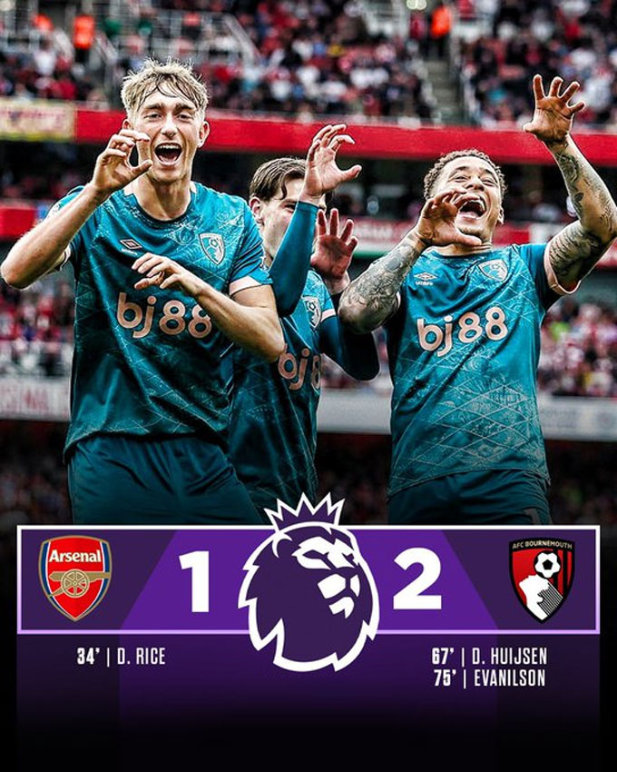 Bournemouth đánh bại Arsenal mở ra một kịch bản sốc tại Premier League