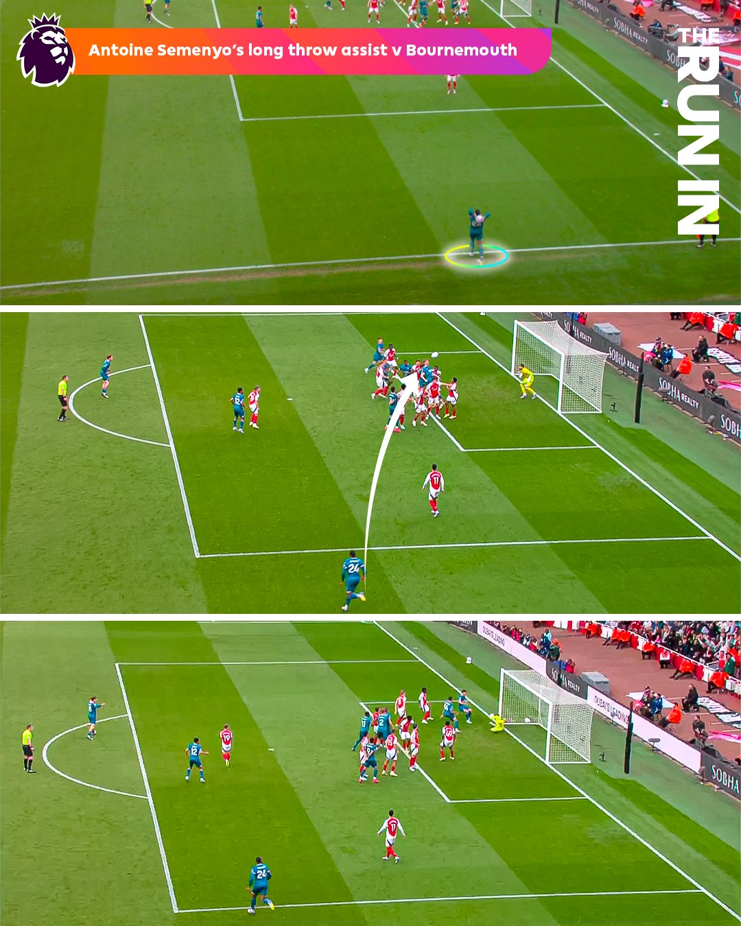 Pha ném biên kiến tạo đẳng cấp của Semenyo, góp phần giúp Bournemouth thắng Arsenal