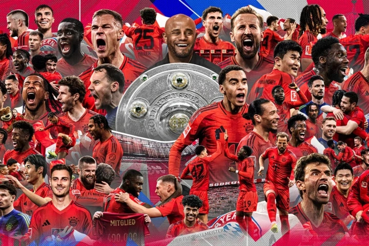 Mùa giải đầu tiên của Kompany với tư cách HLV của Bayern đã rất ấn tượng với Mâm Bạc 2025