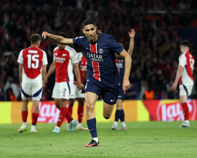 Hakimi có màn trình diễn thuyết phục trước Arsenal ở trận bán kết lượt về Champions League