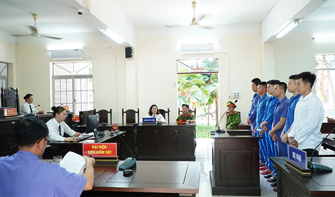 Các cầu thủ CLB Bà Rịa Vũng Tàu tại phiên tòa xét xử sơ thẩm - Ảnh: NLĐ