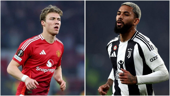 Hojlund được Juventus liên hệ đổi lấy Luiz (phải)