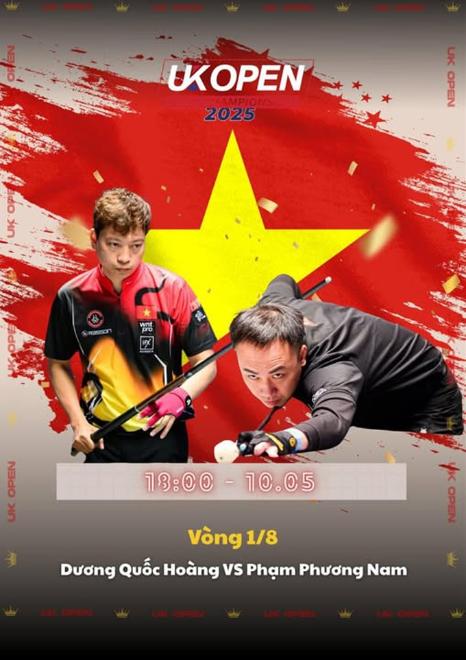 Hoàng "Sao" và Phương Nam đối đầu ở vòng 1/8 UK Open