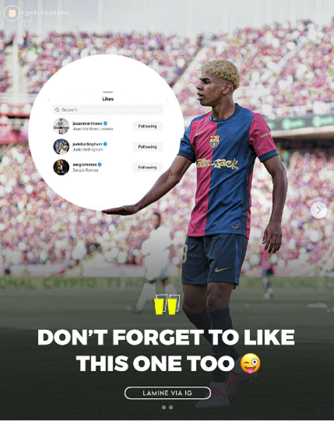 Yamal mỉa mai Bellingham và Ramos rằng hãy like bức ảnh anh ăn mừng ở El Clasico
