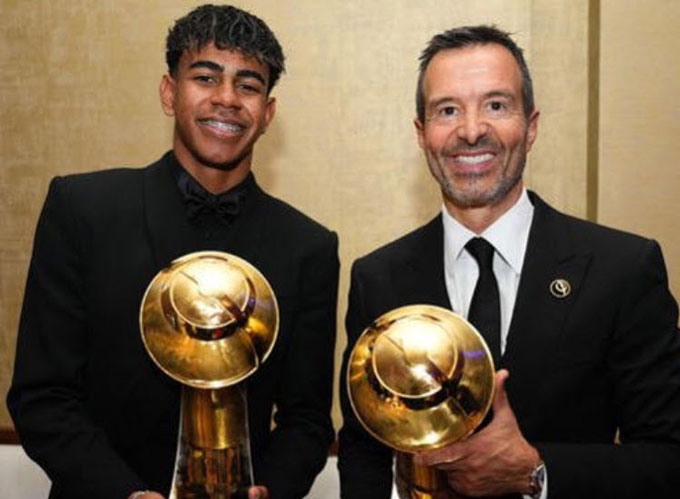  Jorge Mendes tin tưởng Yamal đoạt Quả bóng Vàng