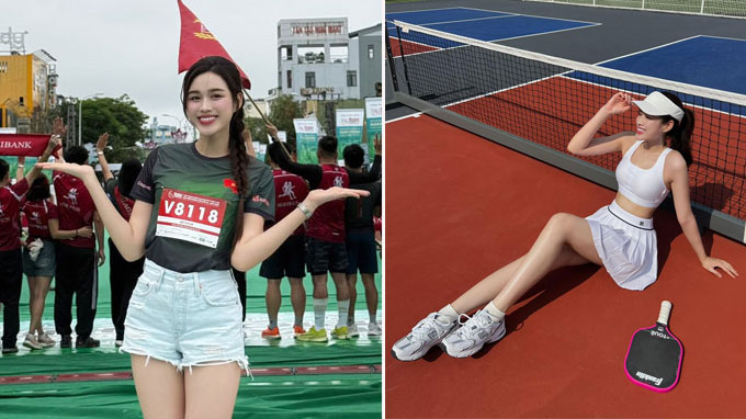 Hoa hậu Đỗ Thị Hà tham gia nhiều môn thể thao, trong đó có điền kinh và pickleball