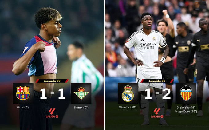 Ở vòng 30, trong bối cảnh Barca bị cầm hòa, rất may cho họ là Real lại để thua