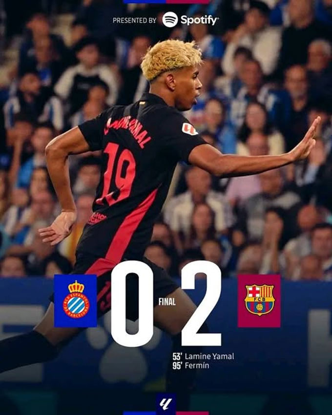 Barca giành chiến thắng 2-0 ngay trên sân của Espanyol để chính thức đăng quang