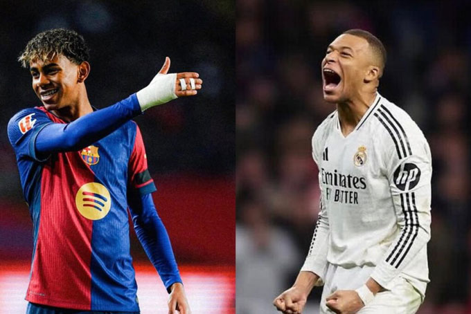 Cả Yamal và Mbappe đều có 7 bàn từ sút xa mùa này