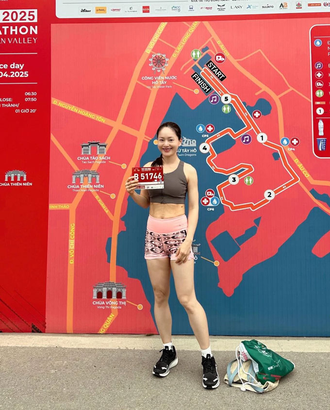 Lan Phương rất đam mê chạy bộ. Ảnh: FBNV
