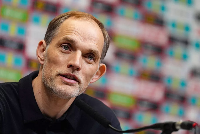 Thomas Tuchel trong buổi họp báo công bố danh sách ĐT Anh