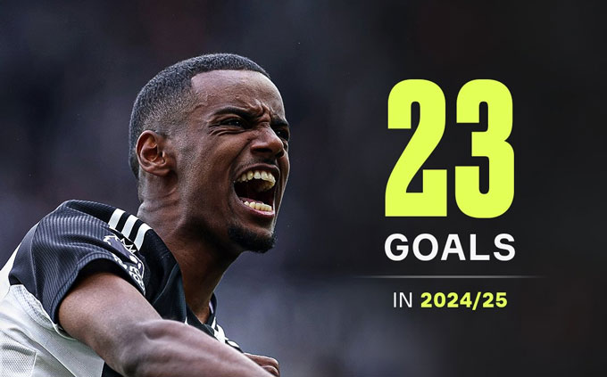 Isak có mùa giải bùng nổ với 23 bàn tại Premier League 2024/25