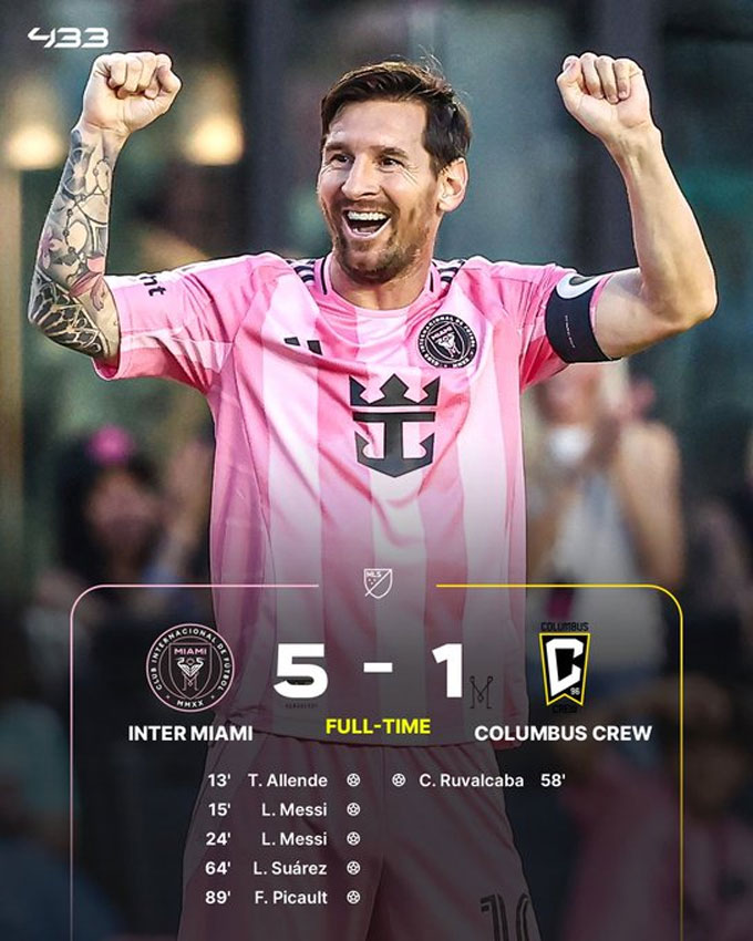 Inter Miami có chiến thắng đậm trước Columbus