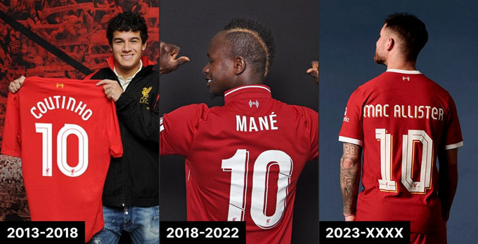 Áo số 10 của Liverpool từng thuộc về nhiều ngôi sao xuất sắc và hiện người đang mặc là Mac Allister