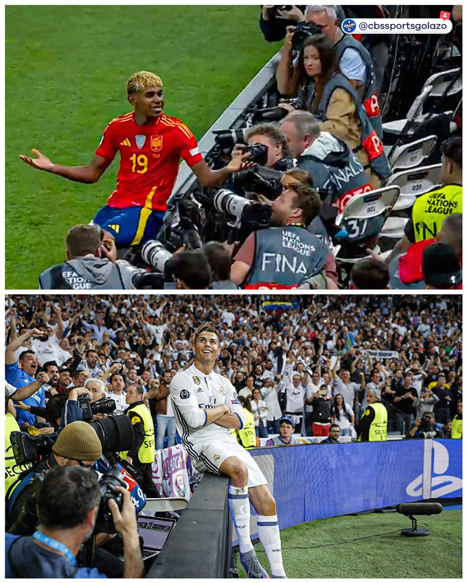 Yamal ăn mừng giống Ronaldo