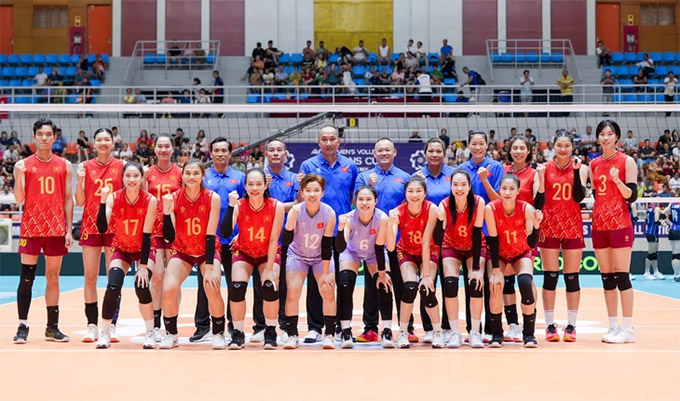 Bóng chuyền Việt Nam ra quân đại thắng tại AVC Nations Cup 2025. Ảnh VFV.