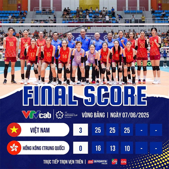 Các cô gái Việt Nam đã thắng áp đảo 3-0. Ảnh VTVCab