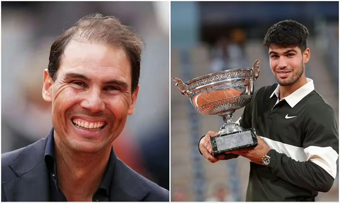 Rafael Nadal chúc mừng Carlos Alcaraz vô địch Roland-Garros đầy kinh ngạc