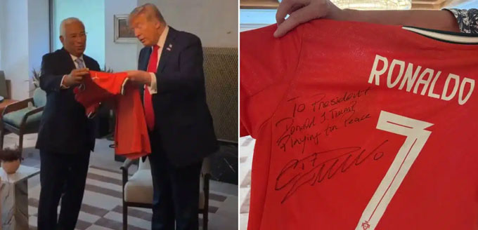 Tổng thống Donald Trump nhận món quà từ Ronaldo