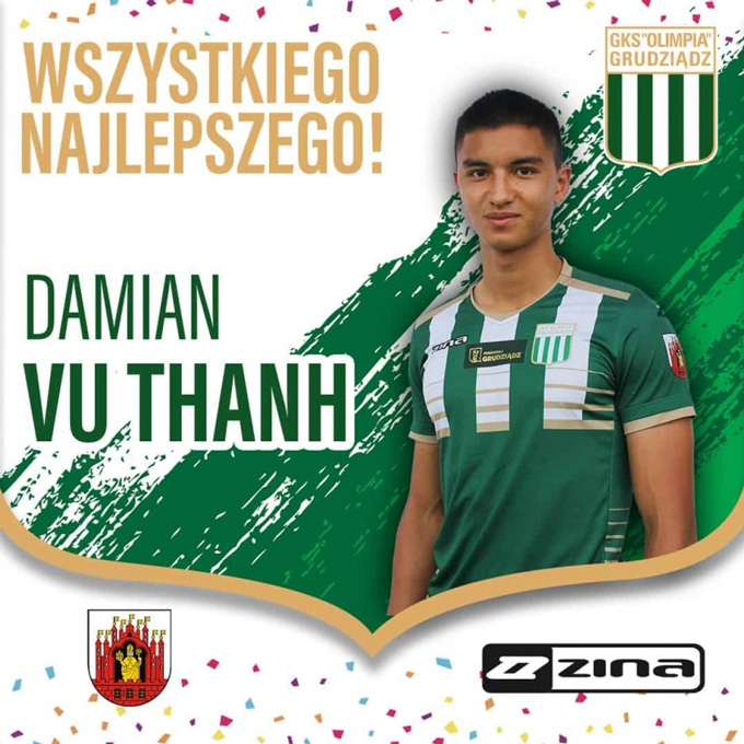 Damian Vũ Thành trong màu áo Olimpia Grudziadz