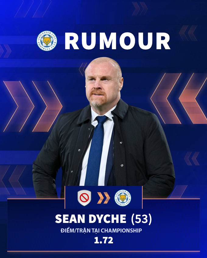 Sean Dyche là ứng viên hàng đầu thay Van Nistelrooy dẫn dắt Leicester