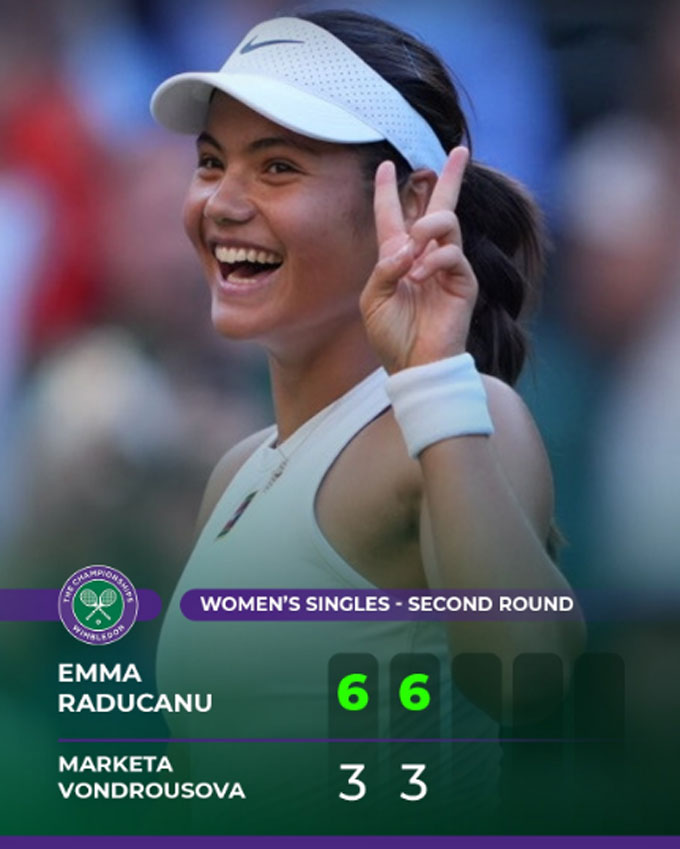 Raducanu vượt qua Vondrousova tại vòng 2 Wimbledon 2025